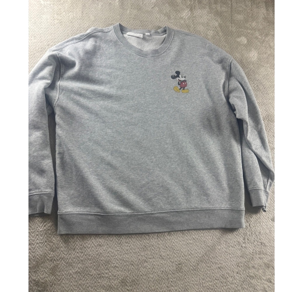 Gap x‎ Disney Mickey Mouse Crewneck Sweatshirt Grey XL Mens Embroidered Graphic